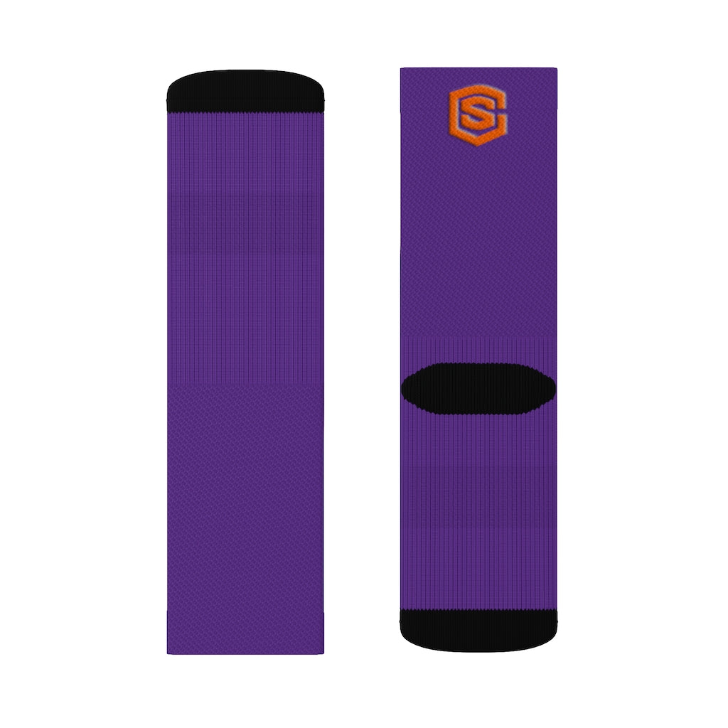 Purple Sublimation Socks Orange Logo