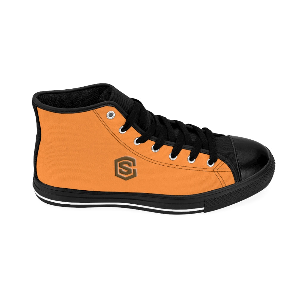 orange Men's High-top Sneakers Brown logo