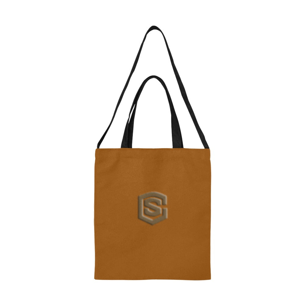 Brown All Over Print Canvas Tote Bag With Brown Logo All Over Print Canvas Tote Bag(Model1698)(Medium)