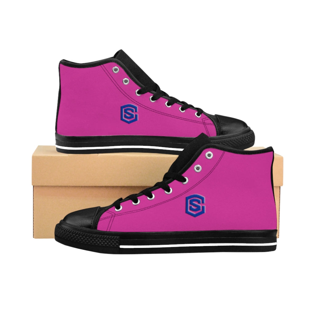 pink Men's High-top Sneakers - blue logo