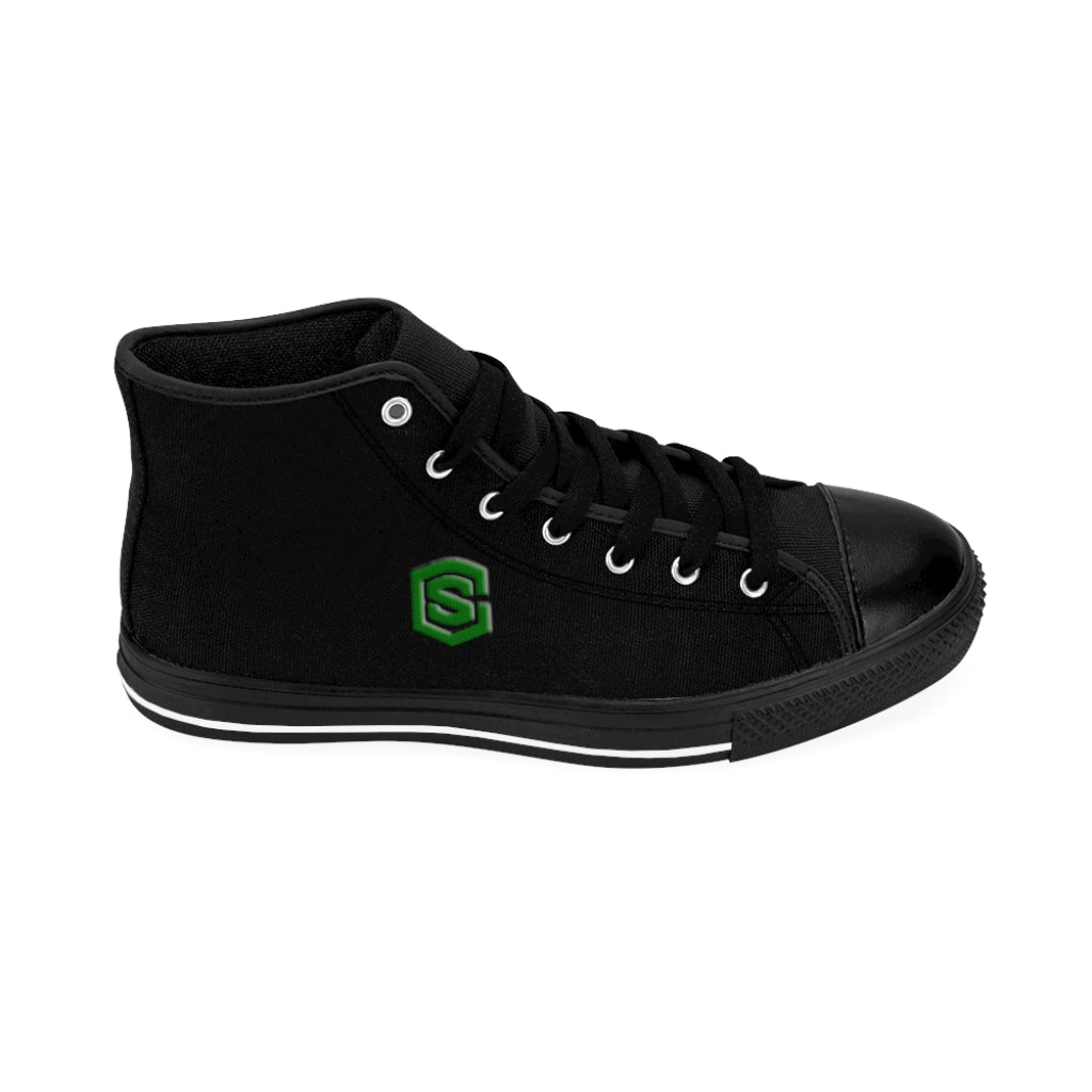 black Men's High-top Sneakers - green logo
