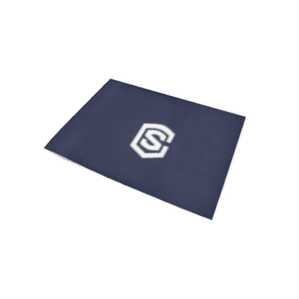 Blue Area Rug White Logo Area Rug 5' x 3.2'