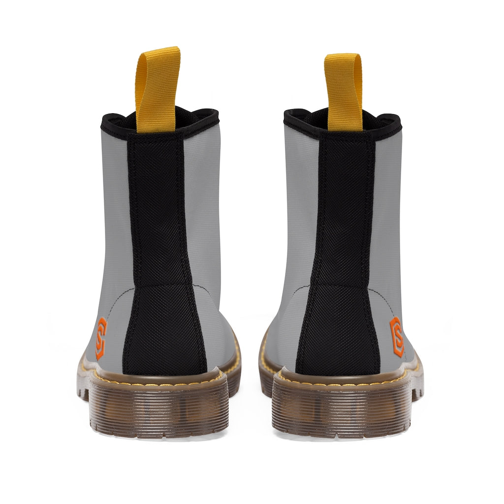 Grey Men's Canvas Boots Orange Logo