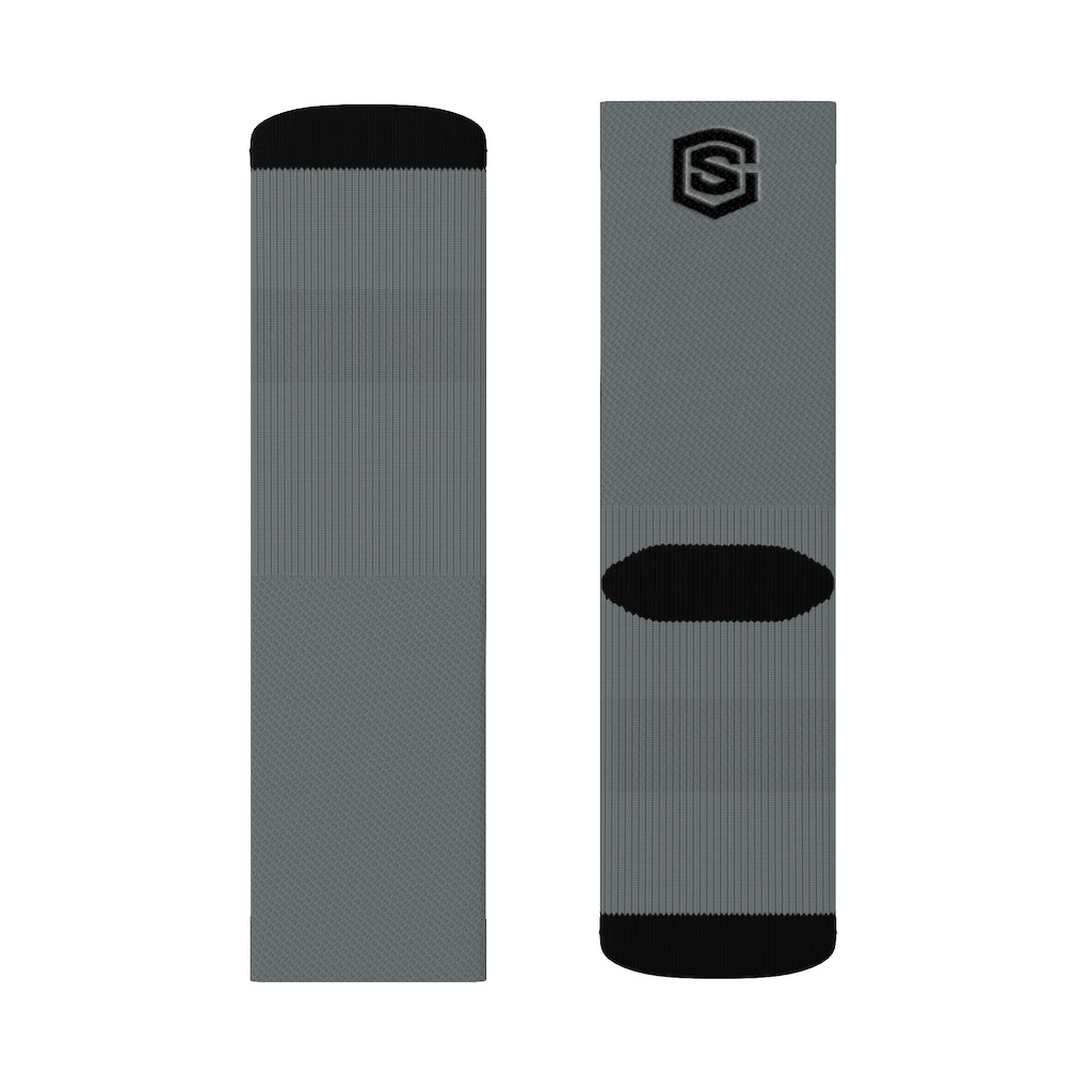 Grey Sublimation Socks Black Logo