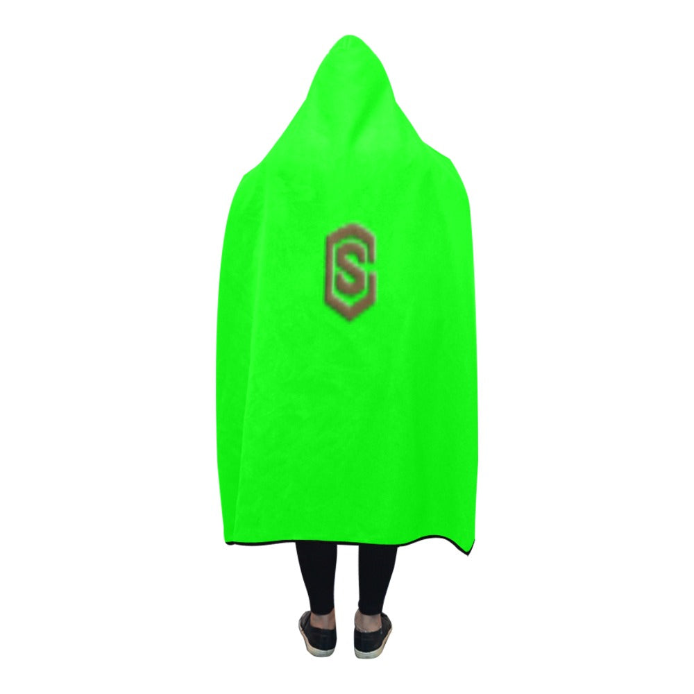 Green Hooded Blanket 80"x56" with Brown Logo Hooded Blanket 80"x56"