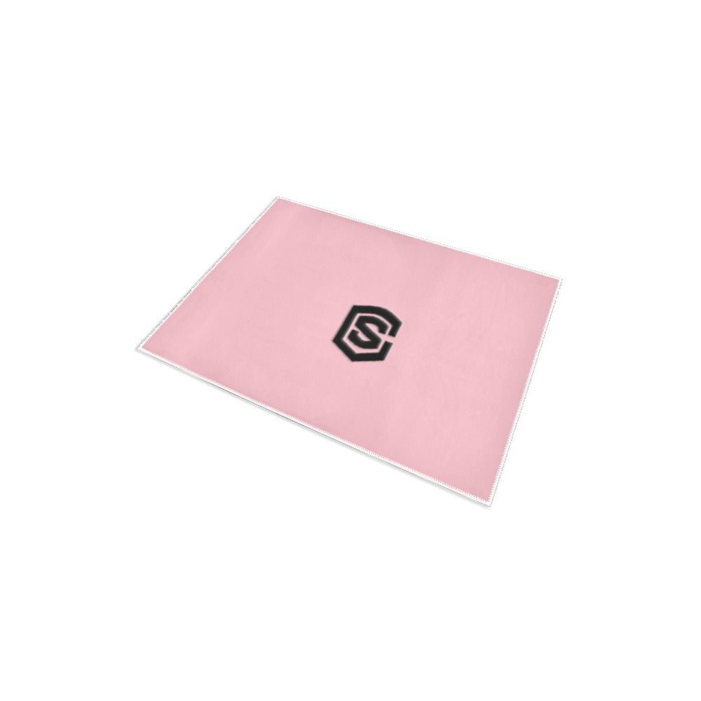 PINK SMALL AREA RUG WITH BLACK LOGO Area Rug 2.6' x 1.7'
