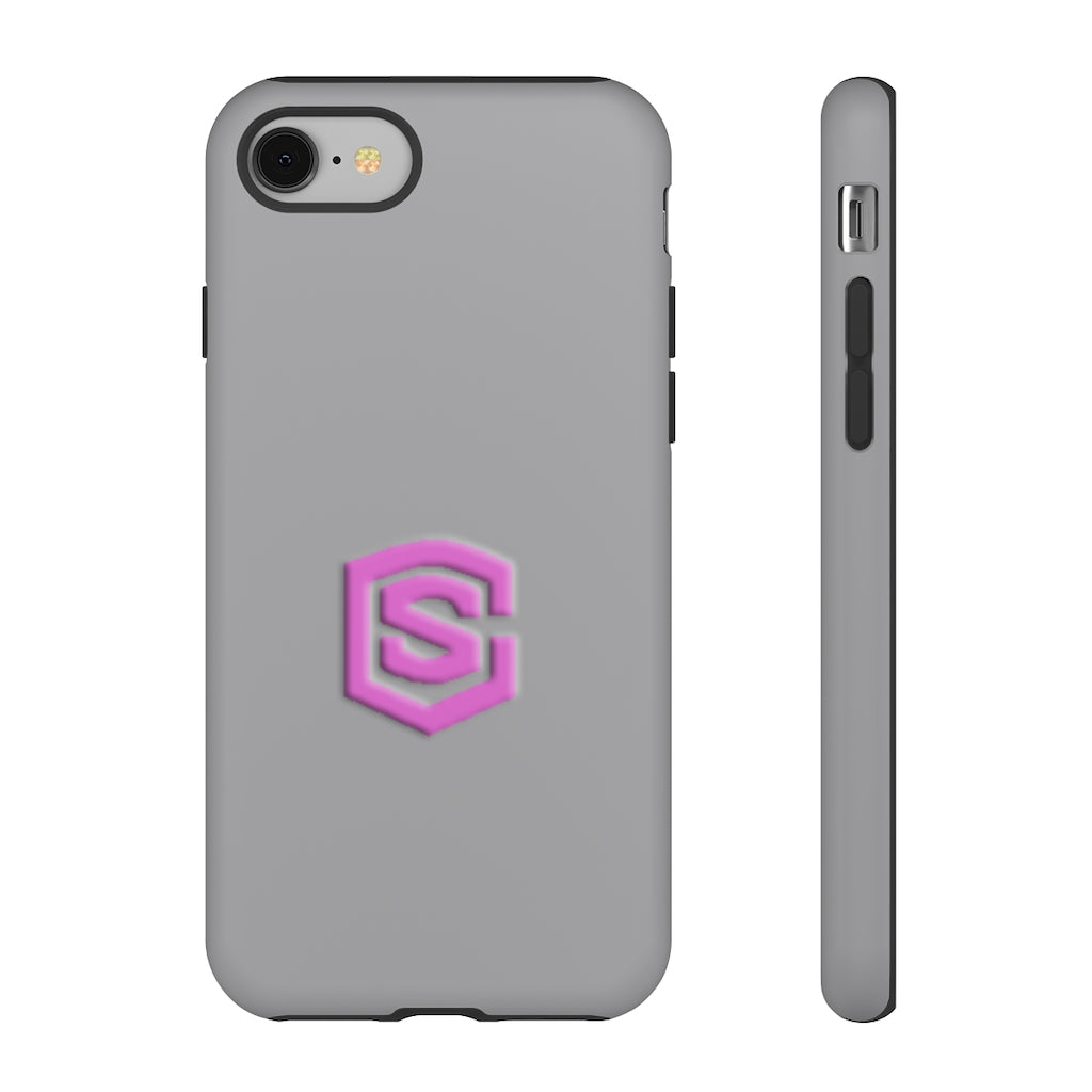 Grey Tough Cases Pink Logo