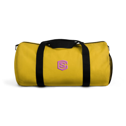 Yellow Duffel Bag Pink Logo