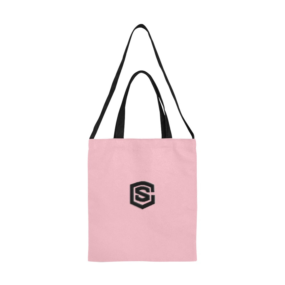 Pink All Over Print Canvas Tote Bag With Black Logo All Over Print Canvas Tote Bag(Model1698)(Medium)