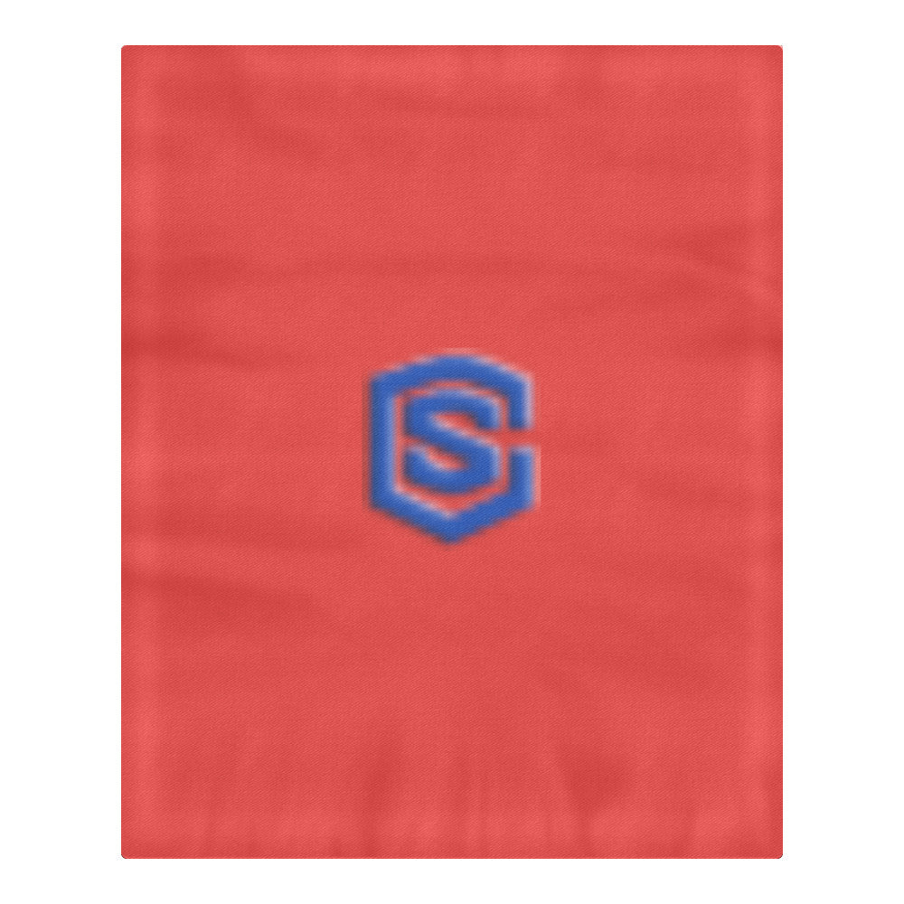 Red Duvet Cover Blue Logo 3-Piece Bedding Set (1 Duvet Cover 86"x70"; 2 Pillowcases 20"x30")(One Side)