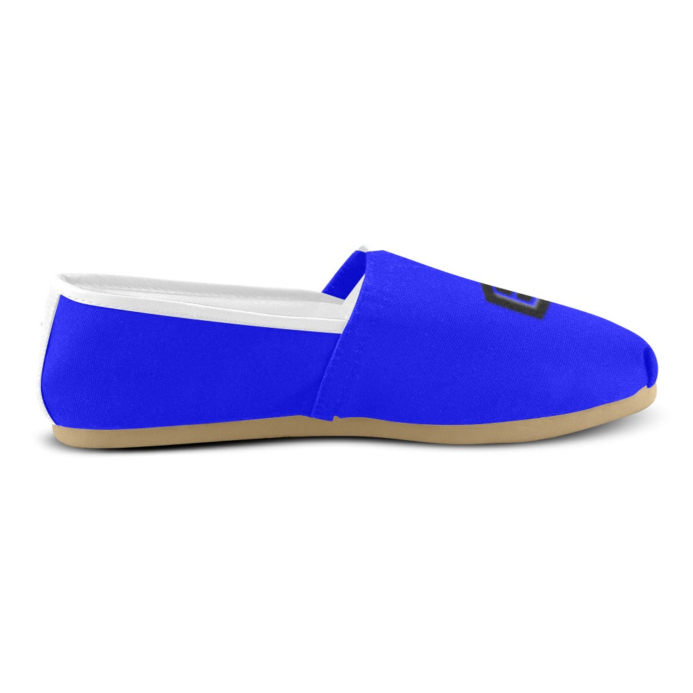 BLUE Casual Canvas Women's WITH BLACK LOGO Casual Canvas Women's Shoes (Model 004) (Designs are mirrored)