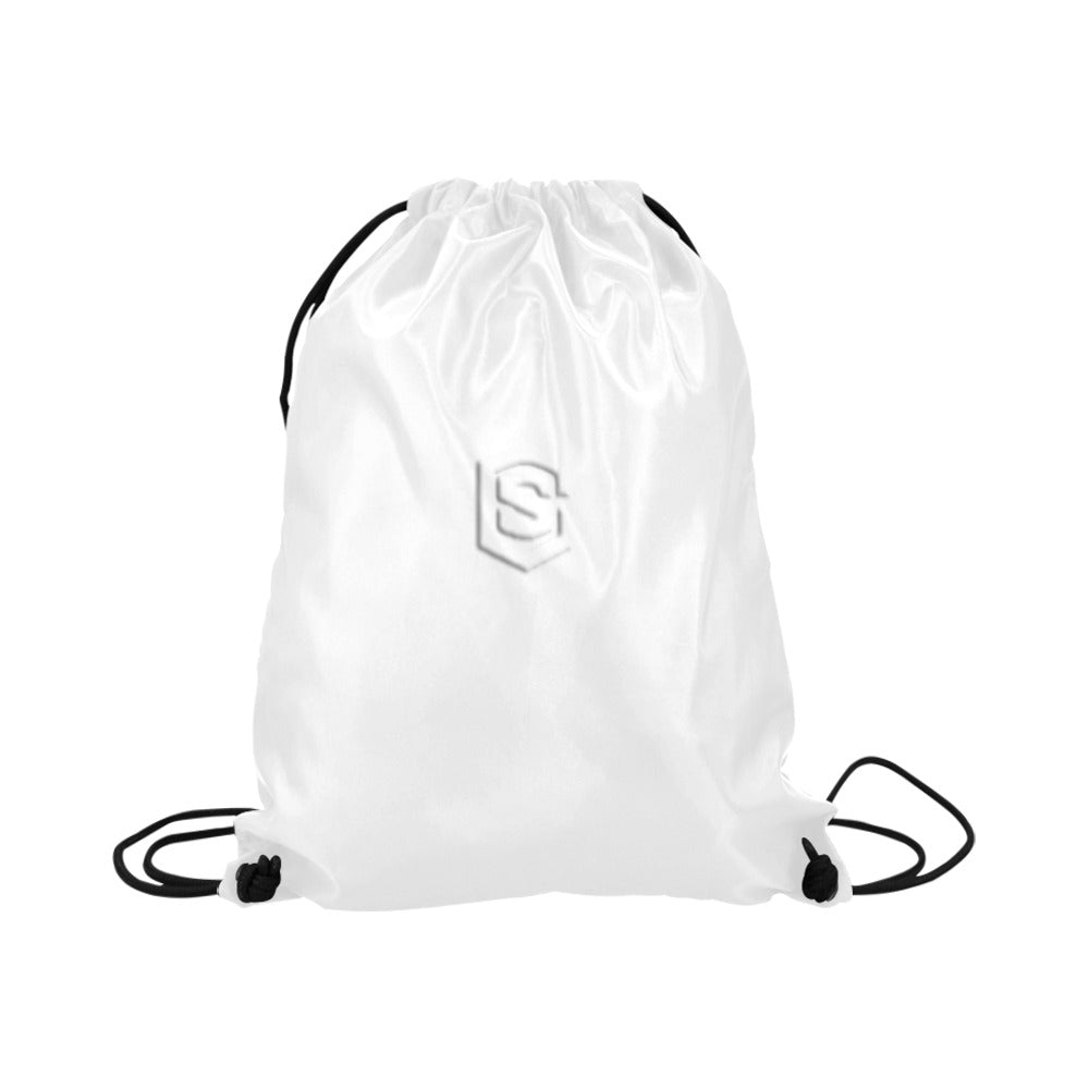 White Drawstring Bags Large With White Logo Drawstring Bags (Model 1604) (Large)