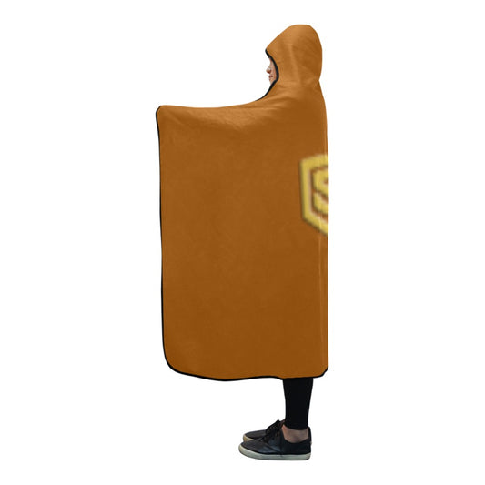 Brown Hooded Blanket 80"x56" with White Logo Hooded Blanket 80"x56"