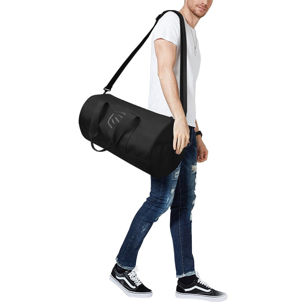 BLACK TRAVEL BAG WITH BLACK LOGO Travel Duffel Bags (Model 1679)