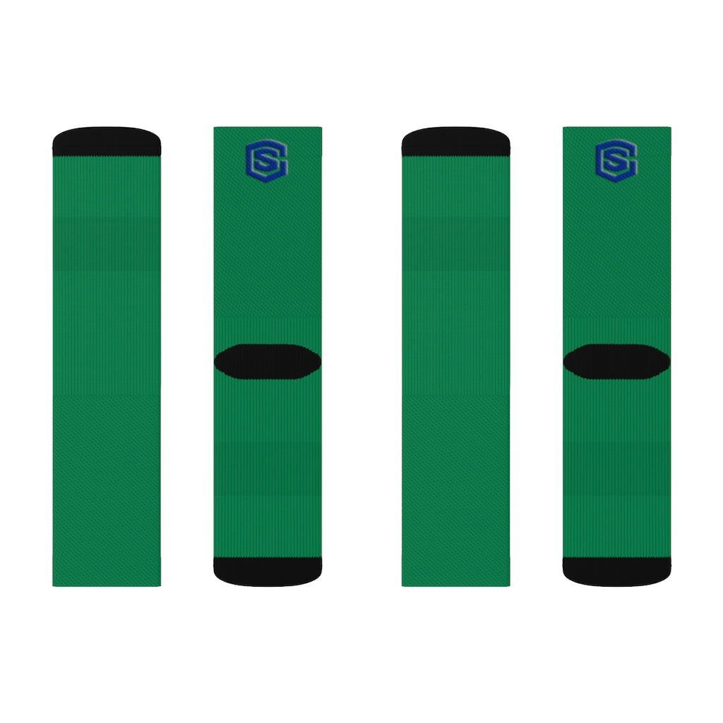 Green Sublimation Socks Blue Logo