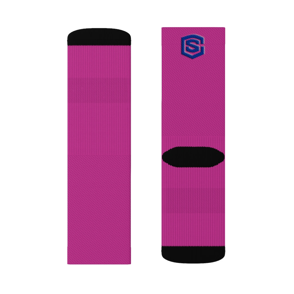 Pink Sublimation Socks Blue Logo