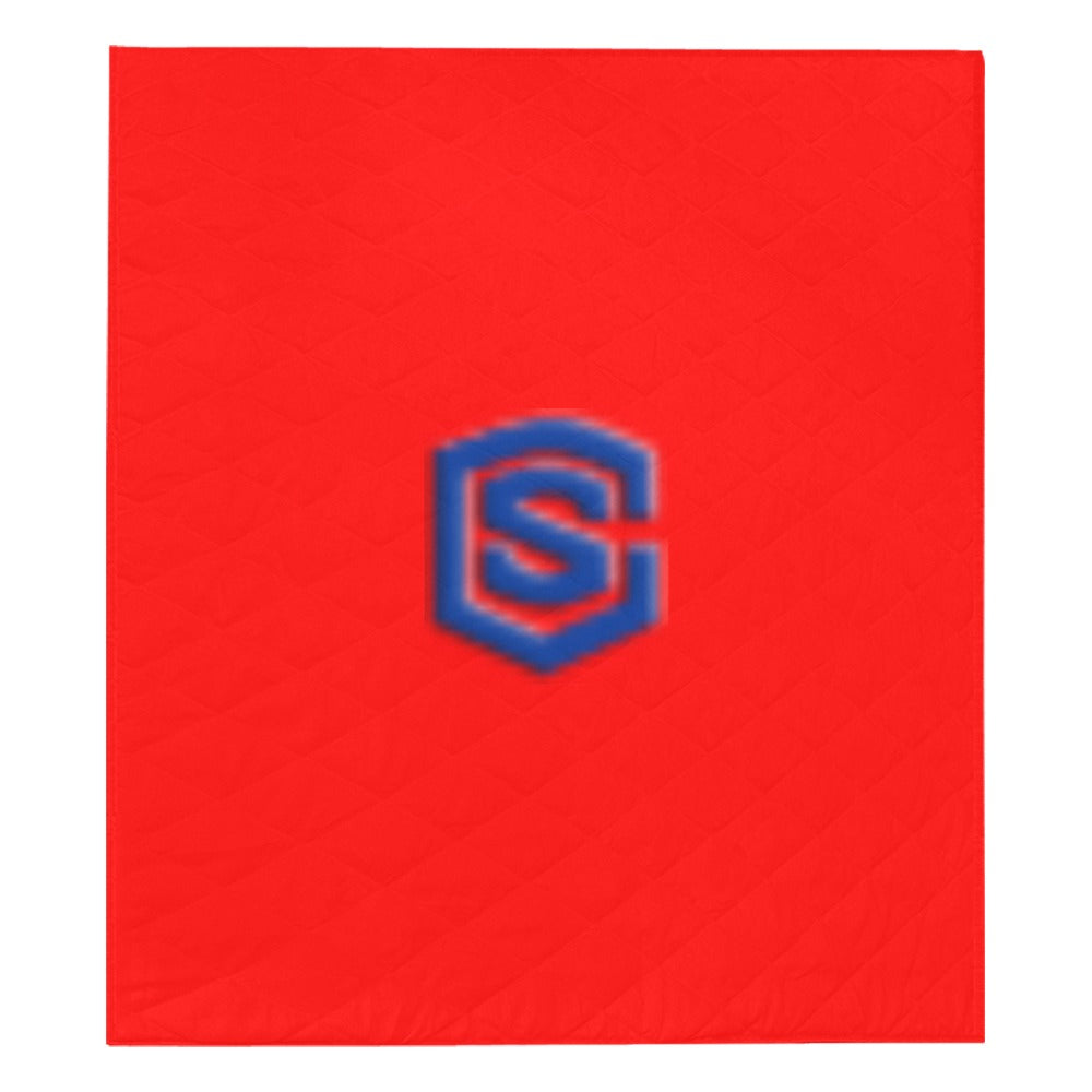 Red Quilt with Blue Logo Custom Quilt  70" x 80"