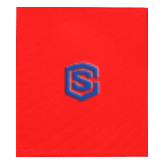 Red Quilt with Blue Logo Custom Quilt  70" x 80"