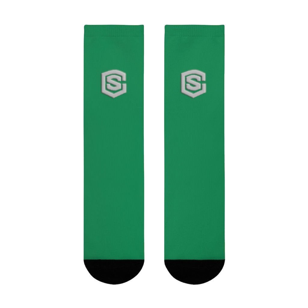 green Sublimation Crew Socks (EU) Silver Logo