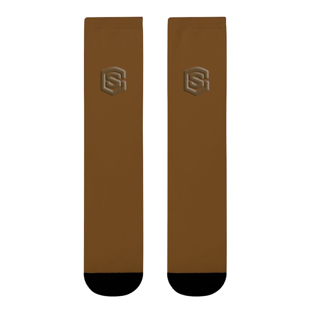 Brown Sublimation Crew Socks (EU) Brown Logo