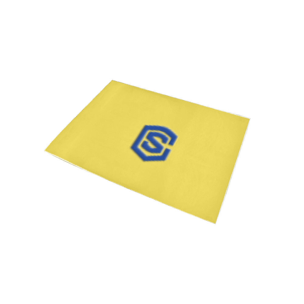 Yellow Area Rug Blue Logo Area Rug 5' x 3.2'