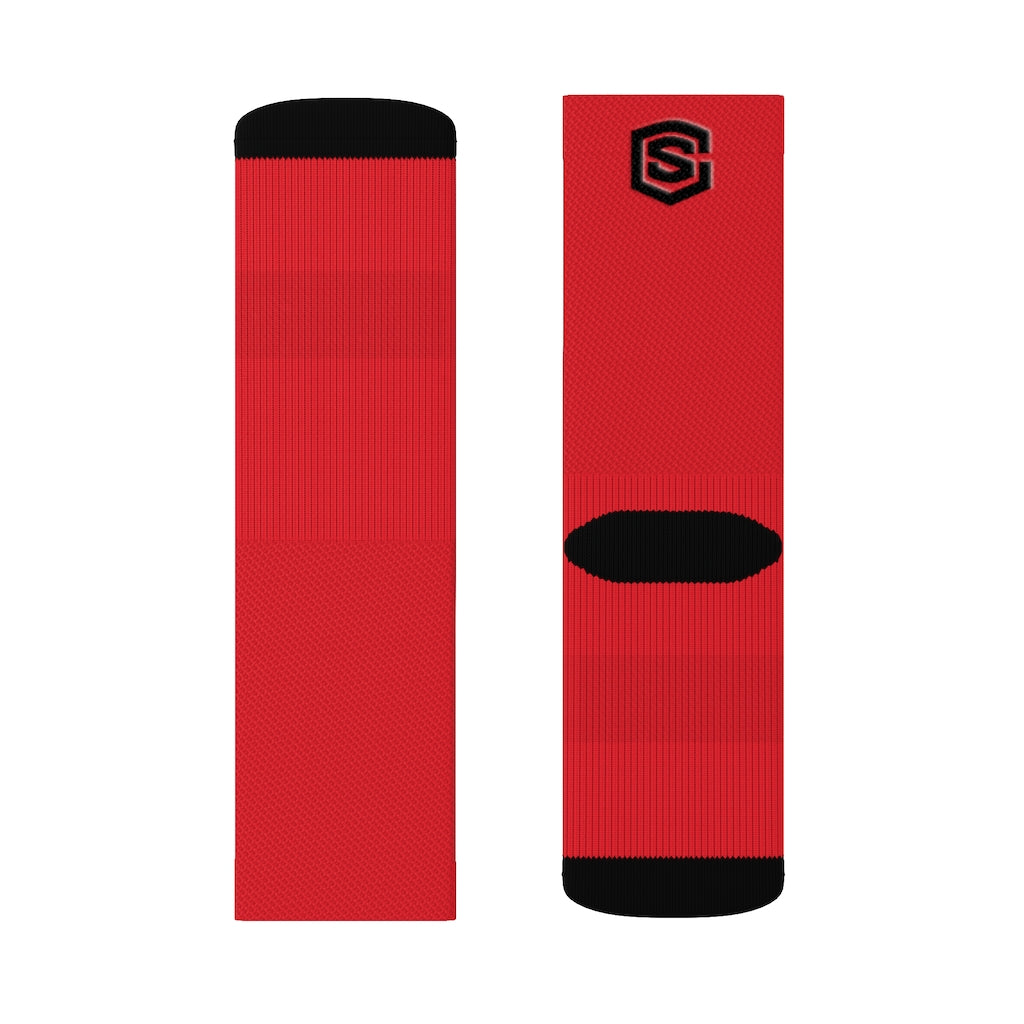Red Sublimation Socks Black Logo