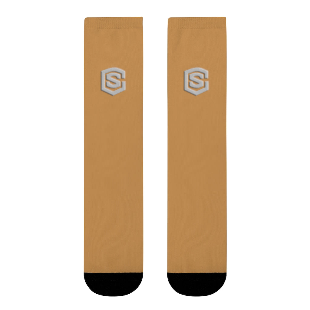Brown Sublimation Crew Socks (EU) Silver Logo