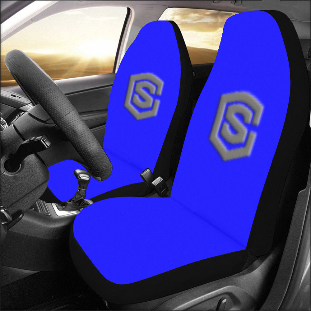 Blue Car Seat Covers Grey Logo Car Seat Covers (Set of 2)