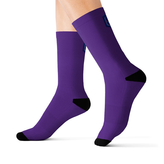 Purple Sublimation Socks Blue Logo