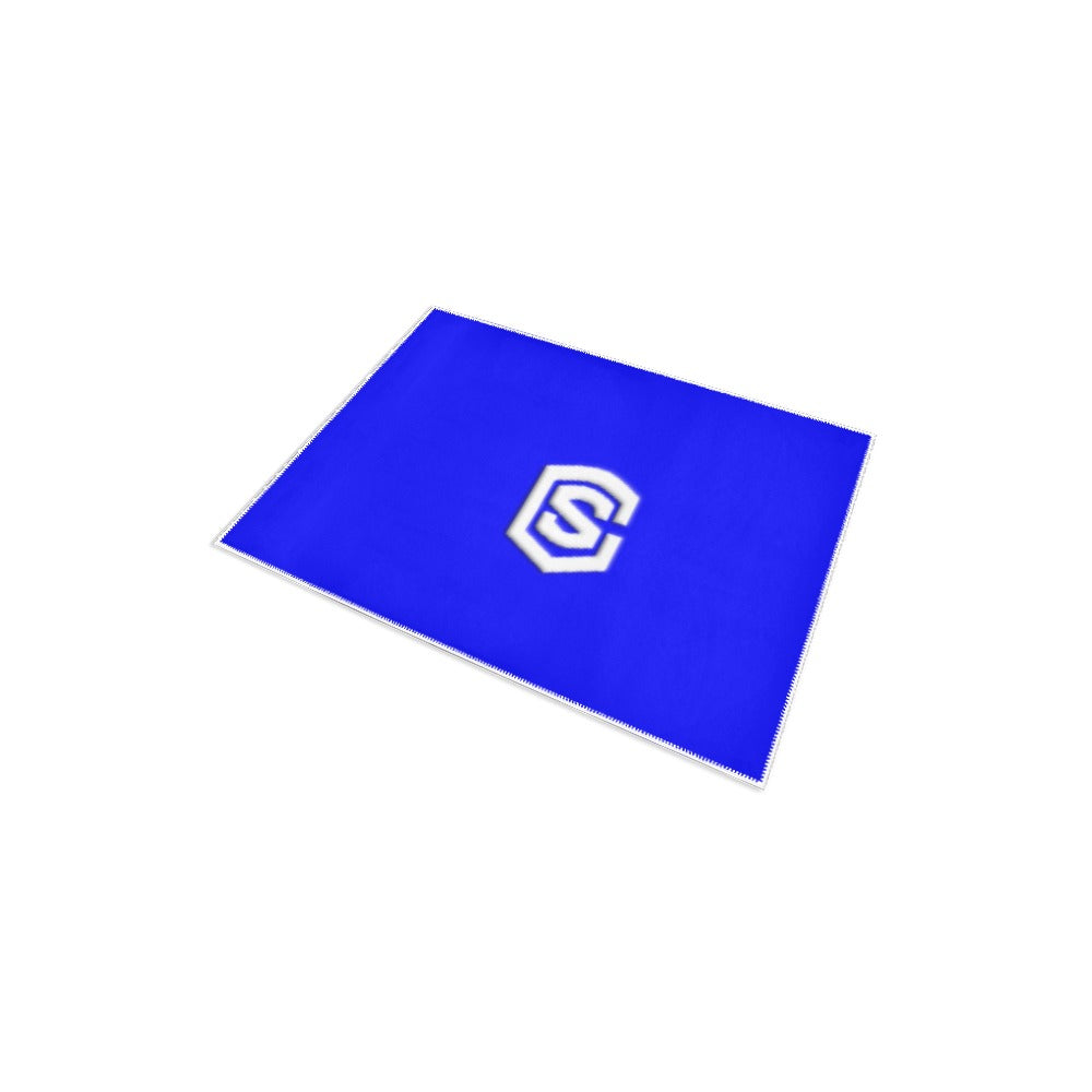 Blue Area Rug 2.6' x 1.7' with White Logo Area Rug 2.6' x 1.7'