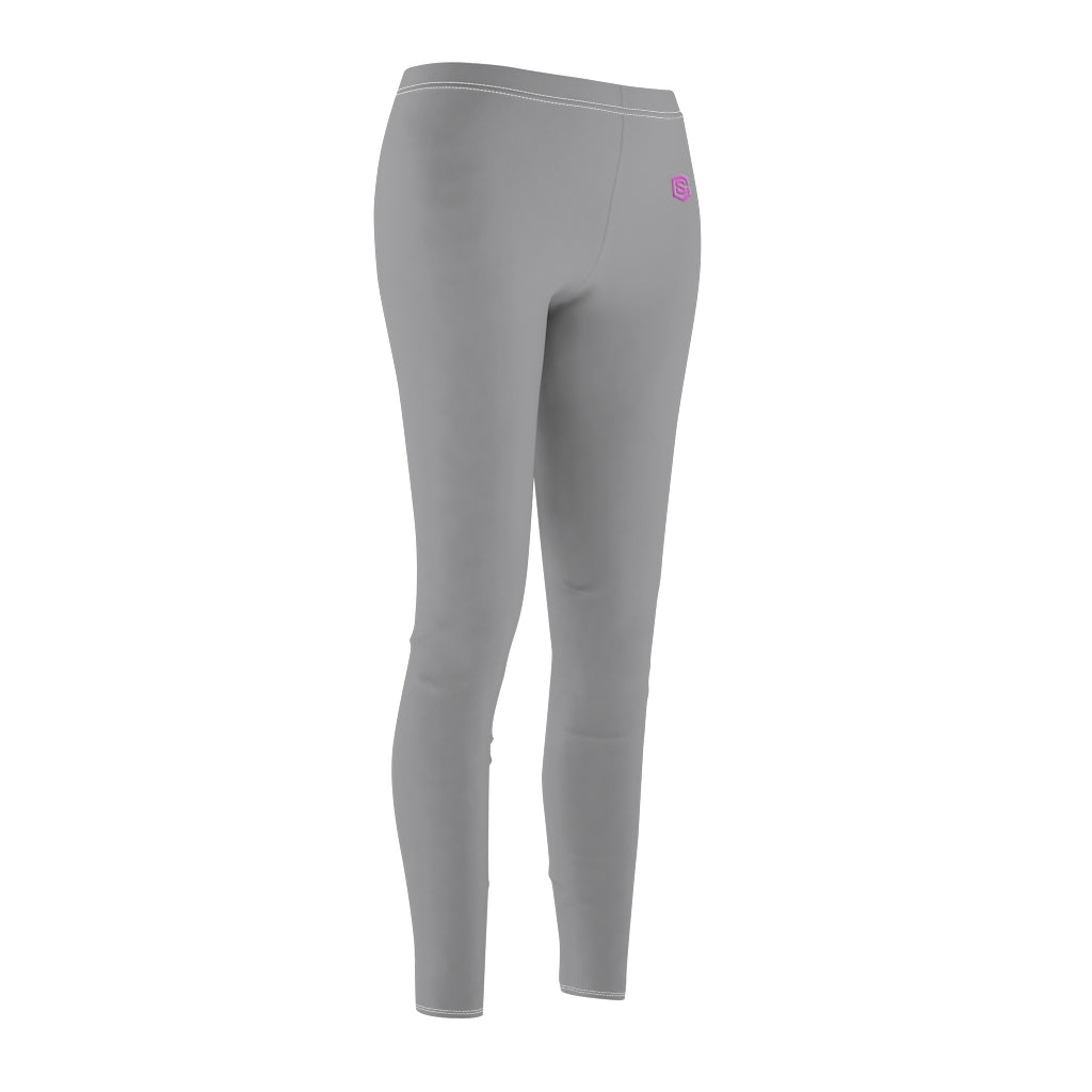 Grey Women's Cut & Sew Casual Leggings Pink logo