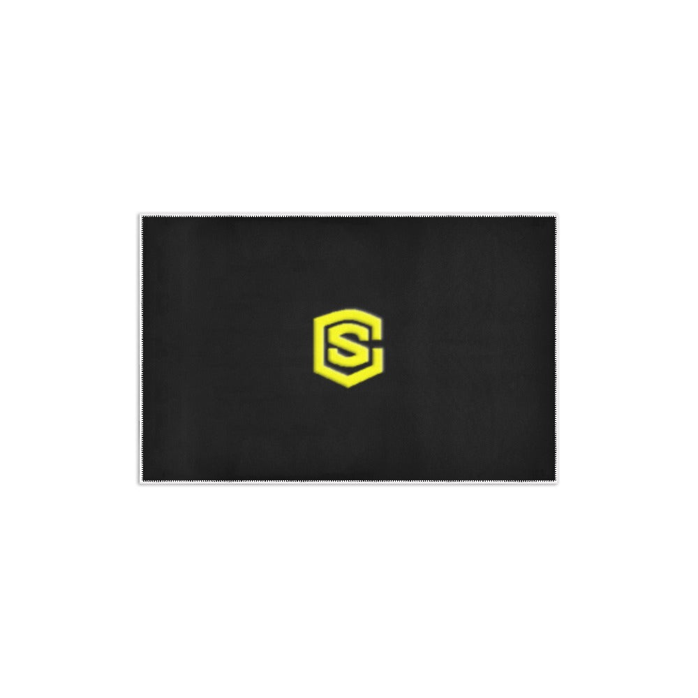 BLACK SMALL AREA RUG WITH YELLOW LOGO Area Rug 2.6' x 1.7'