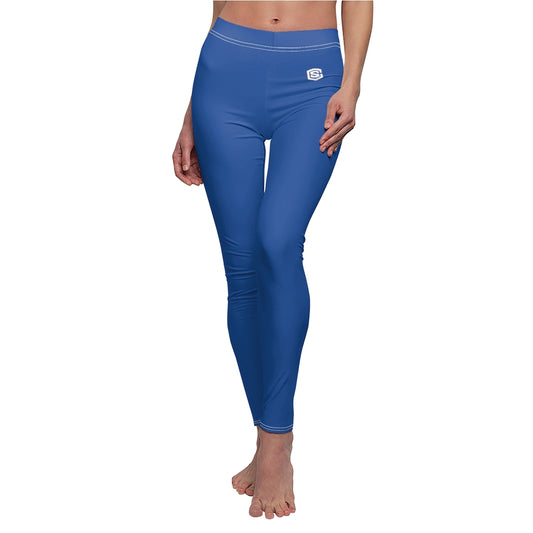 Blue Women's Cut & Sew Casual Leggings White logo