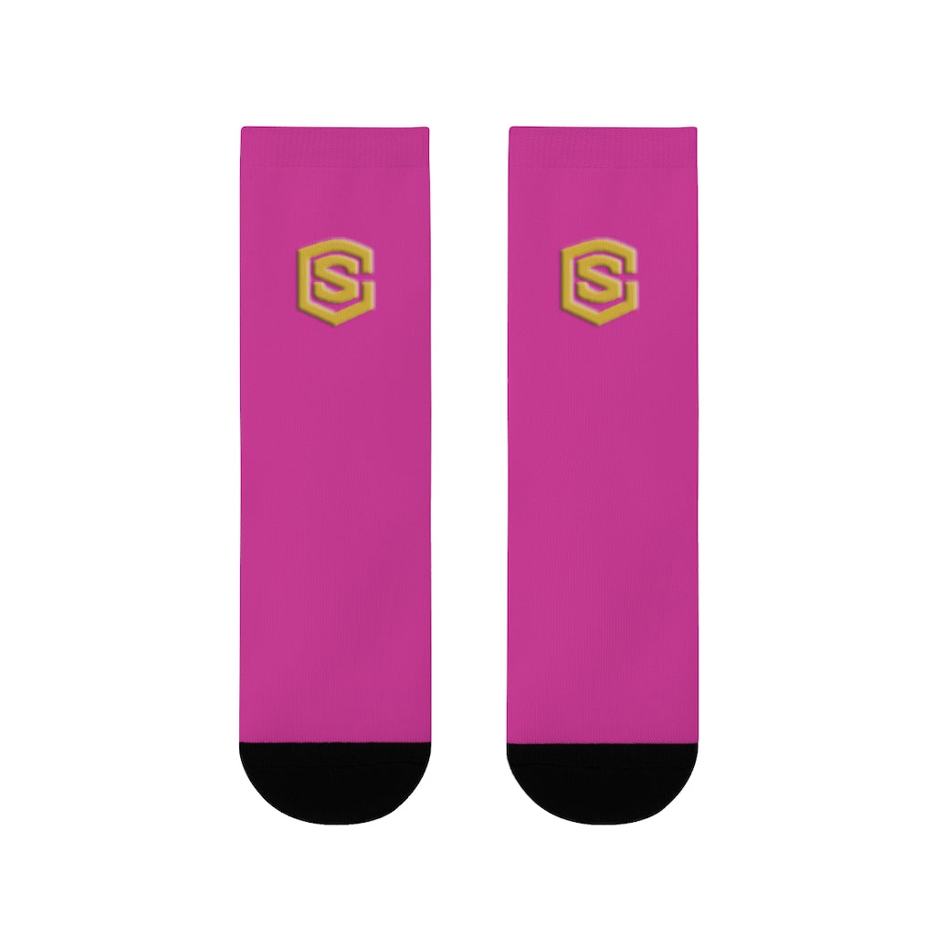 Purple Sublimation Crew Socks (EU) Gold Logo