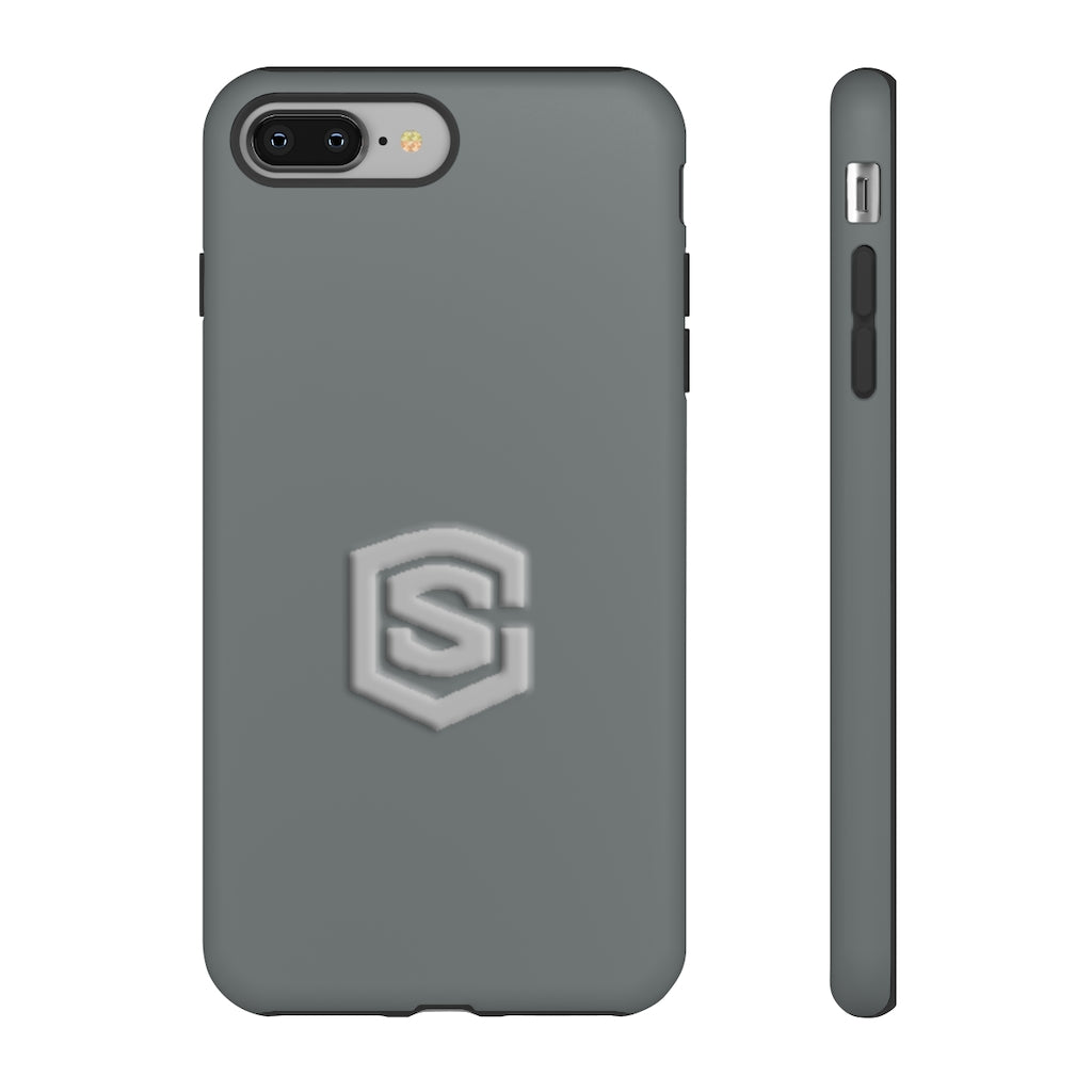 Grey Tough Cases Silver Logo