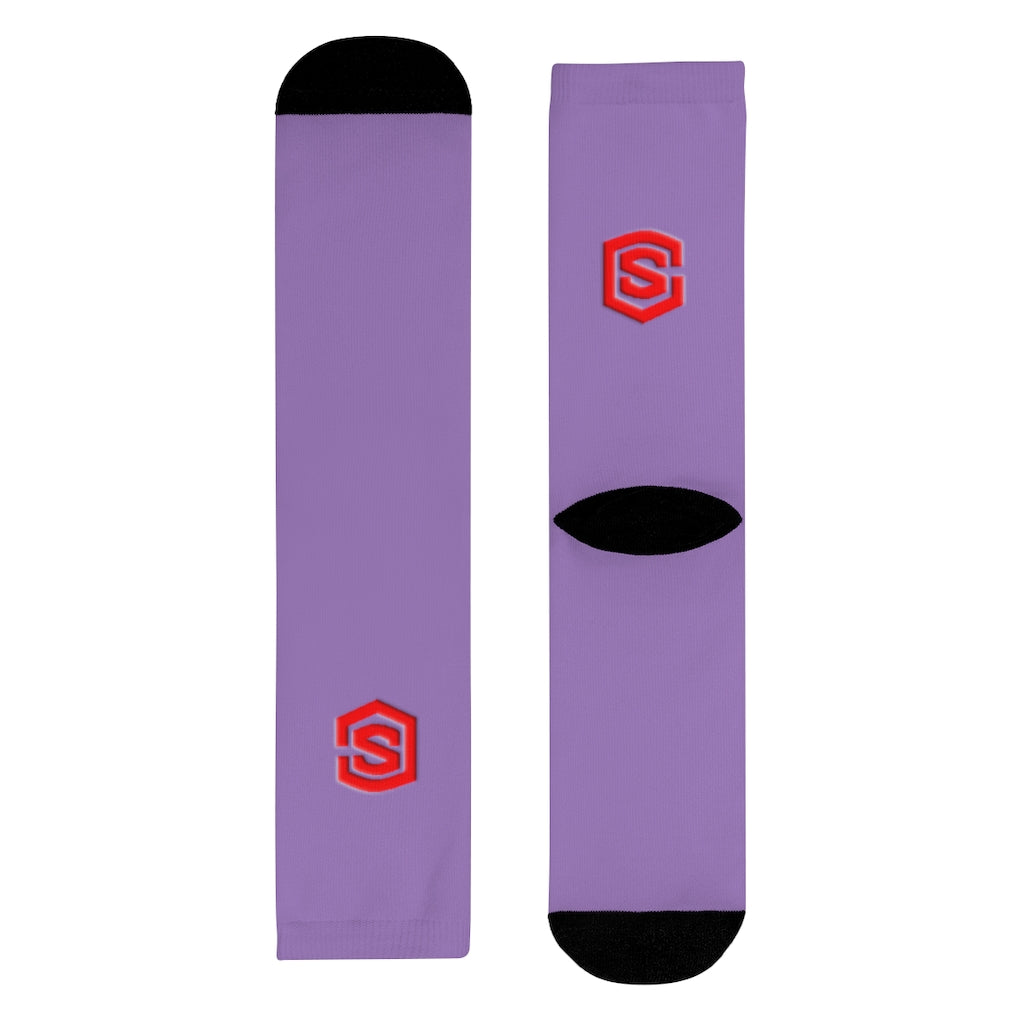 Purple Sublimation Crew Socks (EU) Red Logo