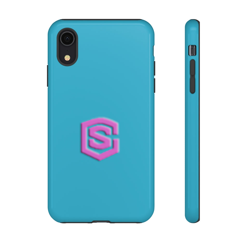 Blue Tough Cases Pink Logo