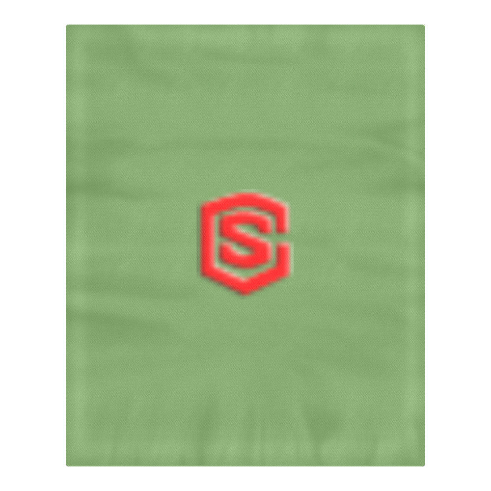 Green Duvet Cover Red Logo 3-Piece Bedding Set (1 Duvet Cover 86"x70"; 2 Pillowcases 20"x30")(One Side)