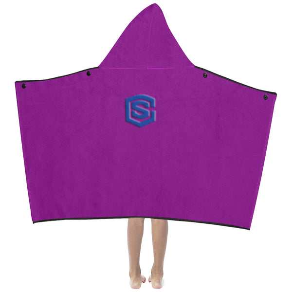 PurpleKids' Hooded Bath Towels with Blue Logo Kids' Hooded Bath Towels