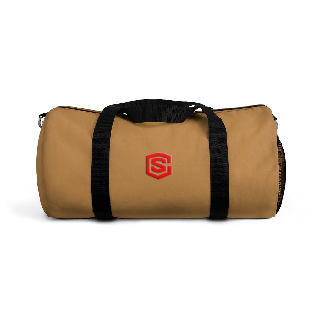 Brown Duffel Bag Red Logo