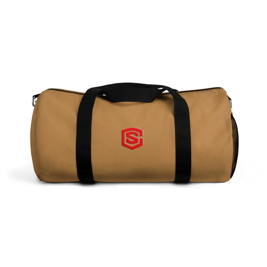 Brown Duffel Bag Red Logo
