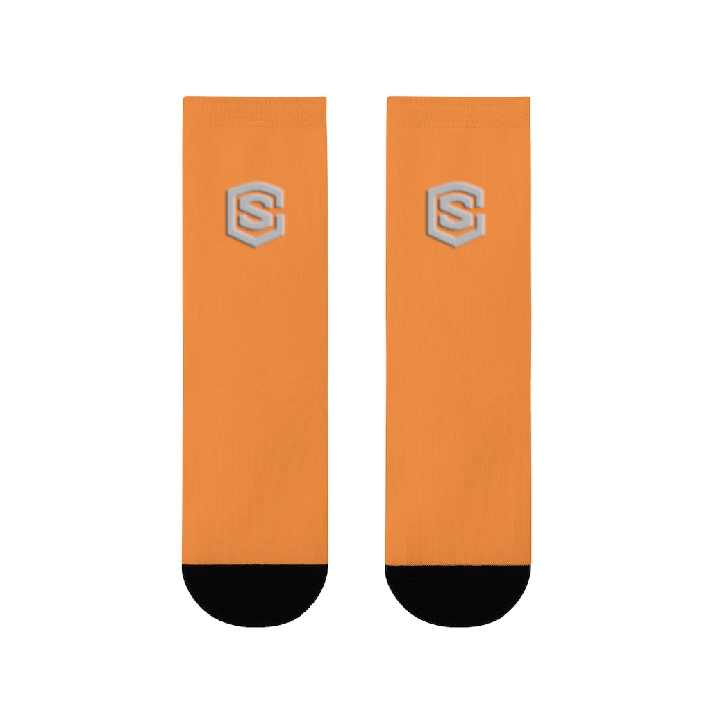 orange Sublimation Crew Socks (EU) Silver Logo