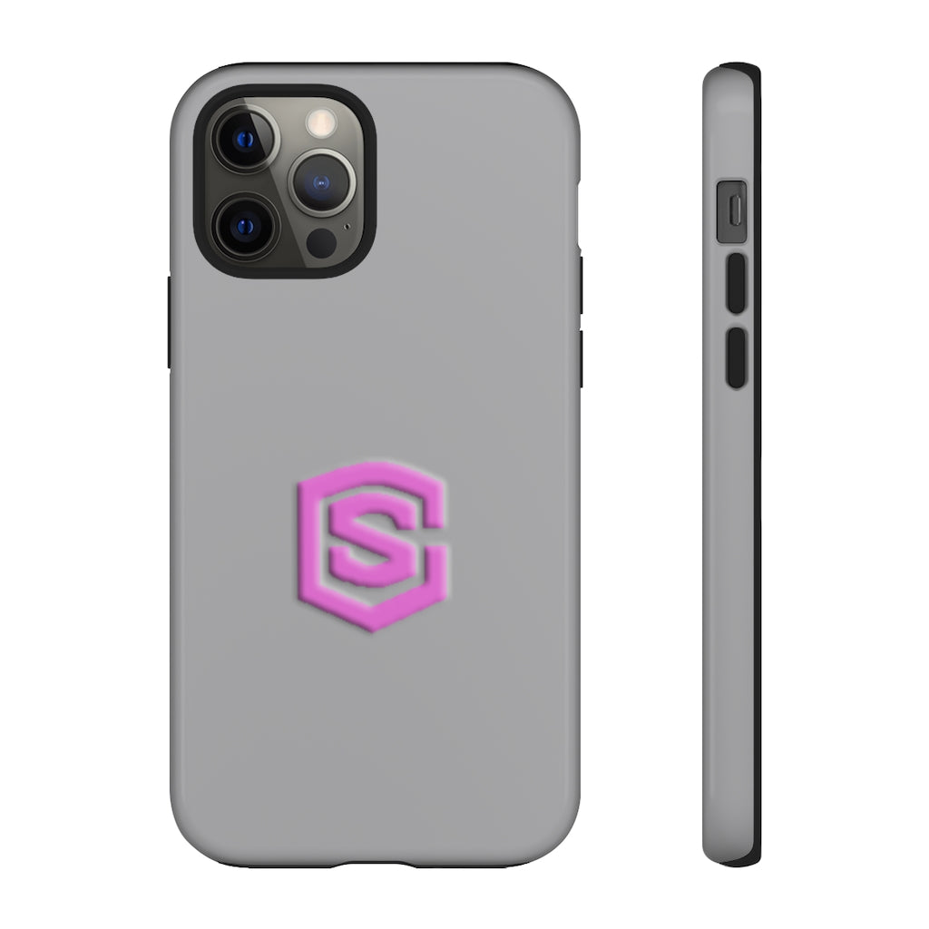Grey Tough Cases Pink Logo