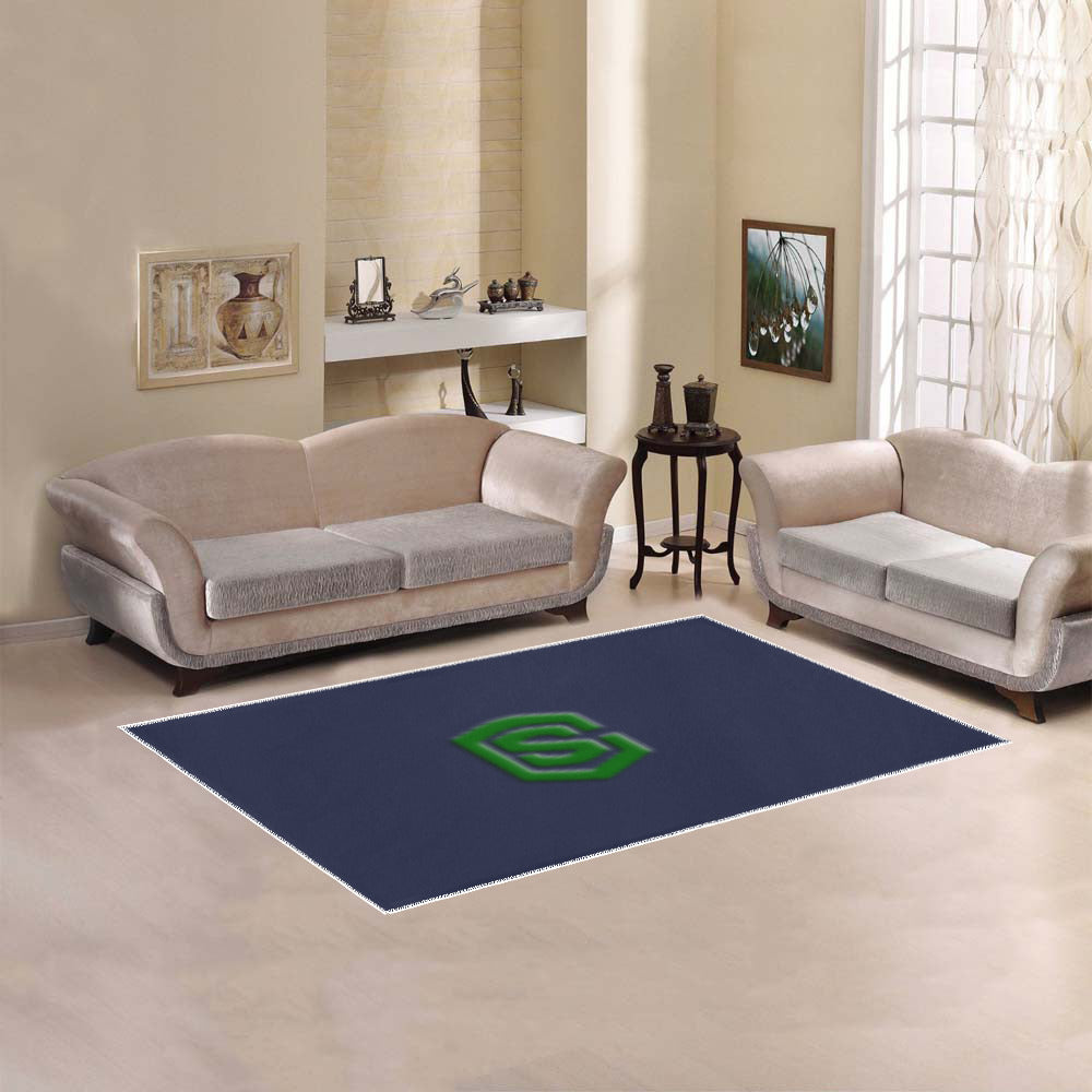 Blue Area Rug Green Logo Area Rug 5' x 3.2'