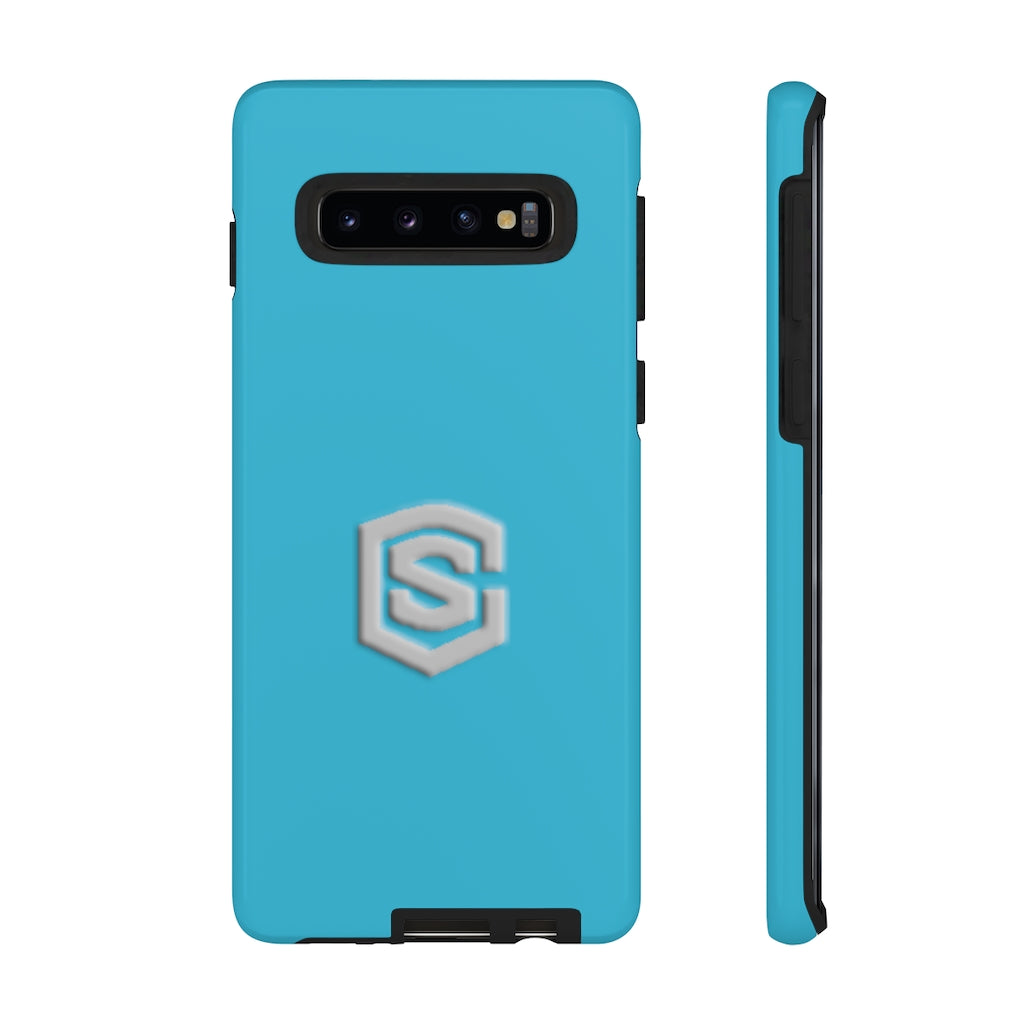 Blue Tough Cases Silver Logo
