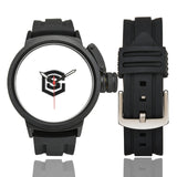 WHITE MEN SPORT WATCH BLACK LOGO Men's Sport Watch (Model 309)