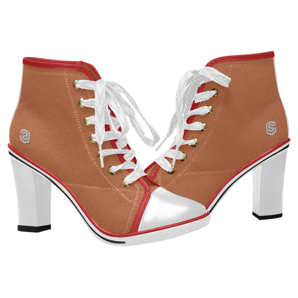 silver logo Women's Lace Up Chunky Heel Ankle Booties (Model 054)