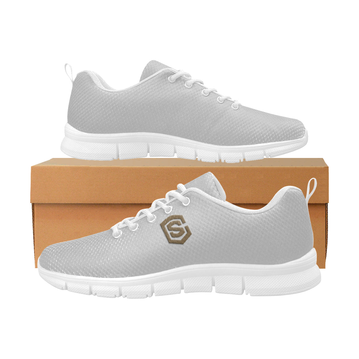 brown logo Women's Breathable Running Shoes (Model 055)