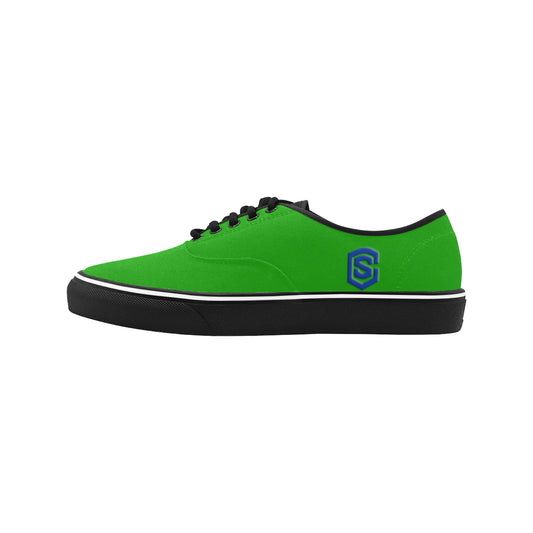 blue logo Classic Men's Canvas Low Top Shoes/Large (Model E001-4)