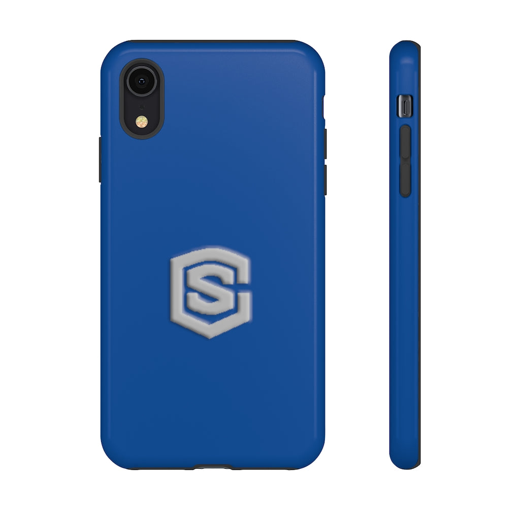 Blue Tough Cases Silver Logo